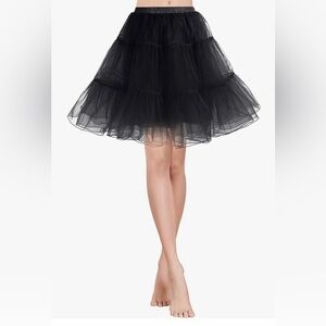 Elegant Black Tulle Slip Skirt